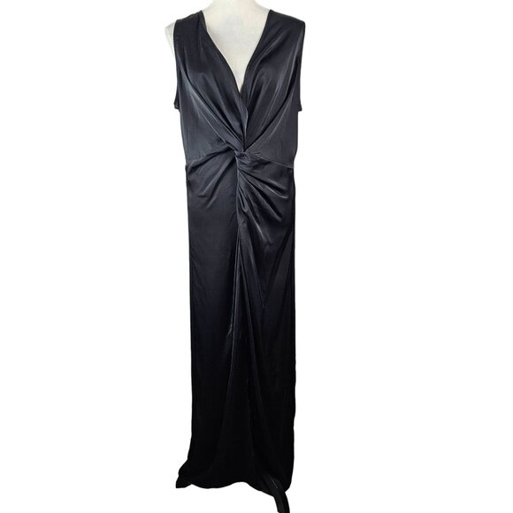 Pretty Garden Black Sleeveless V-Neck Twist Front Maxi Dress Size XL Party Sexy - Picture 2 of 10